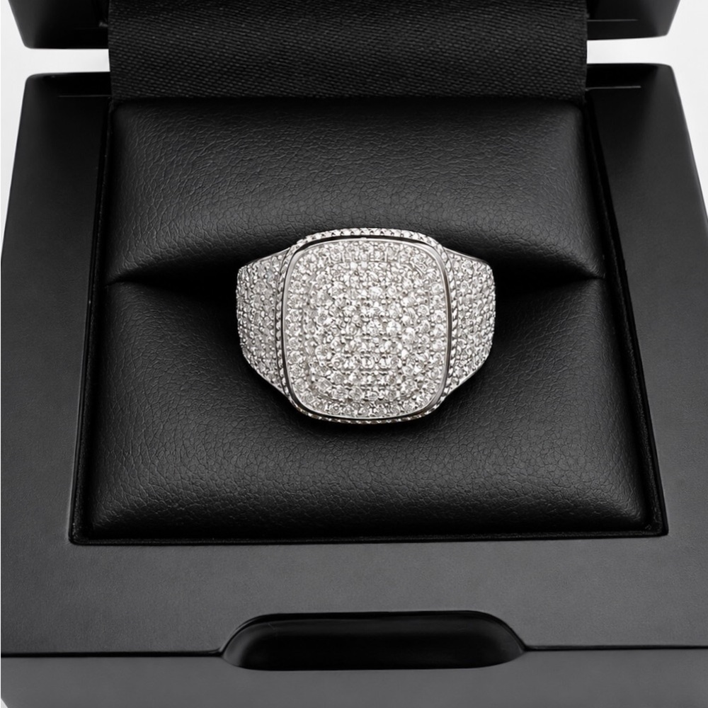 925 Sterling Silver Pavé Men's Statement Ring 1.75CT MOISSANITE Size 10 or 11